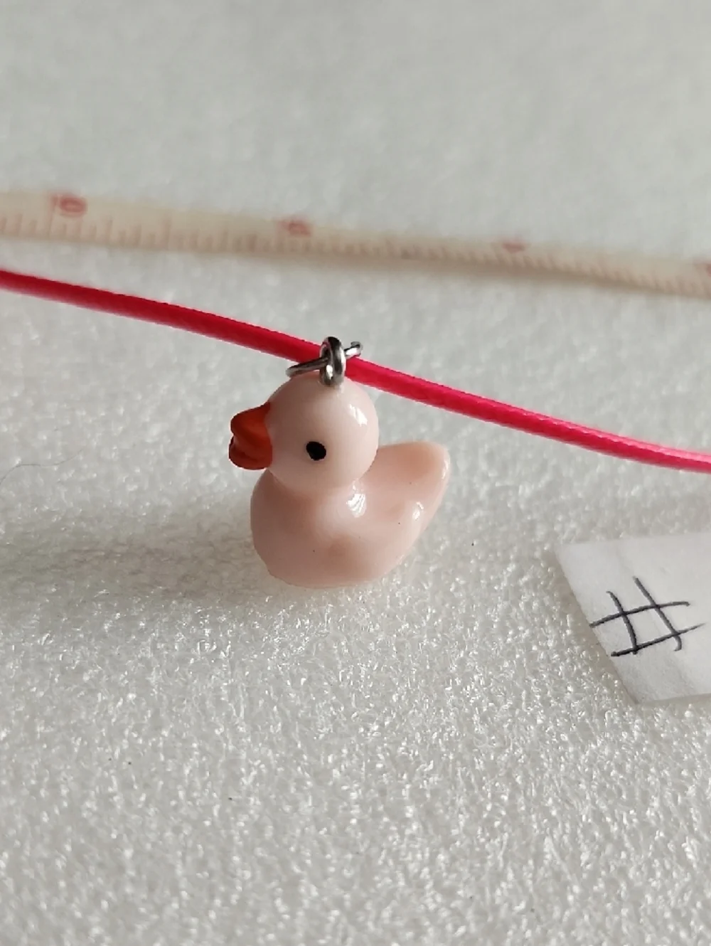 Hand Crafted Pink Rubber Duck Charm Bracelet/ Anklet with Orange Beak
